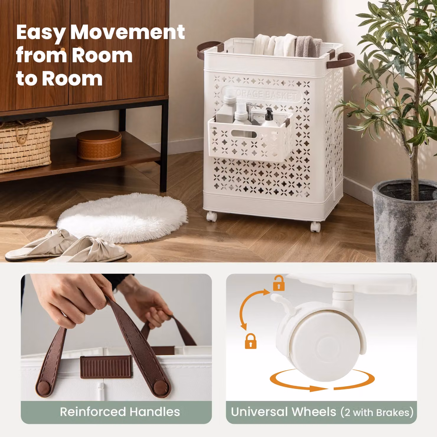 Gymax Collapsible 75 L Laundry Basket with Handles in White – 3