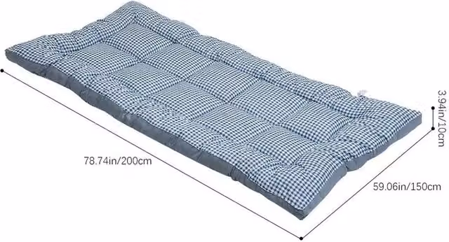 NESTLUNE Blue Fabric Futon Floor Mattress, W/D/H: 150 x 200 x 10 cm – 1