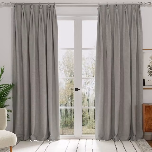 Kensington Made to Measure Blackout Fabric Panel Curtain in Dove Grey and Silver