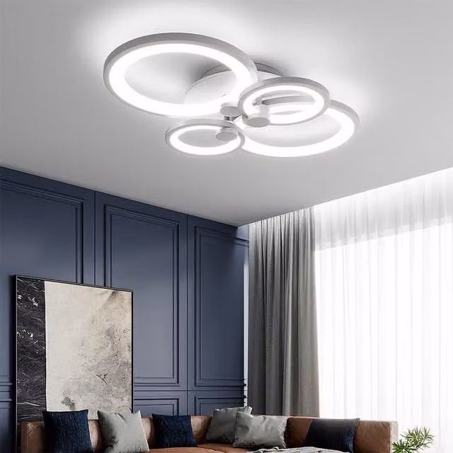 Livingandhome Modern Round LED Ceiling Light, Cool White, 54W, White