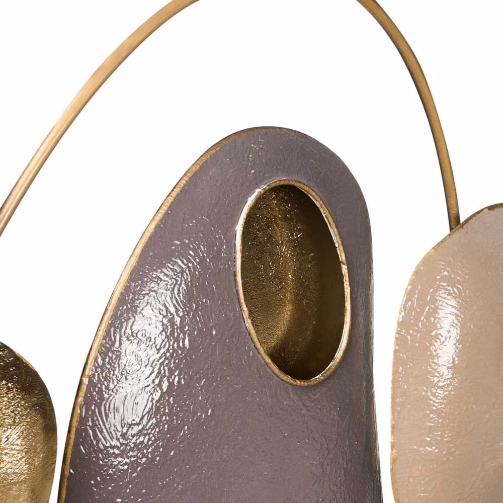Wyld and Coco Gold Metal Wall Sculpture with Abstract Organic Pebble Shape – 3