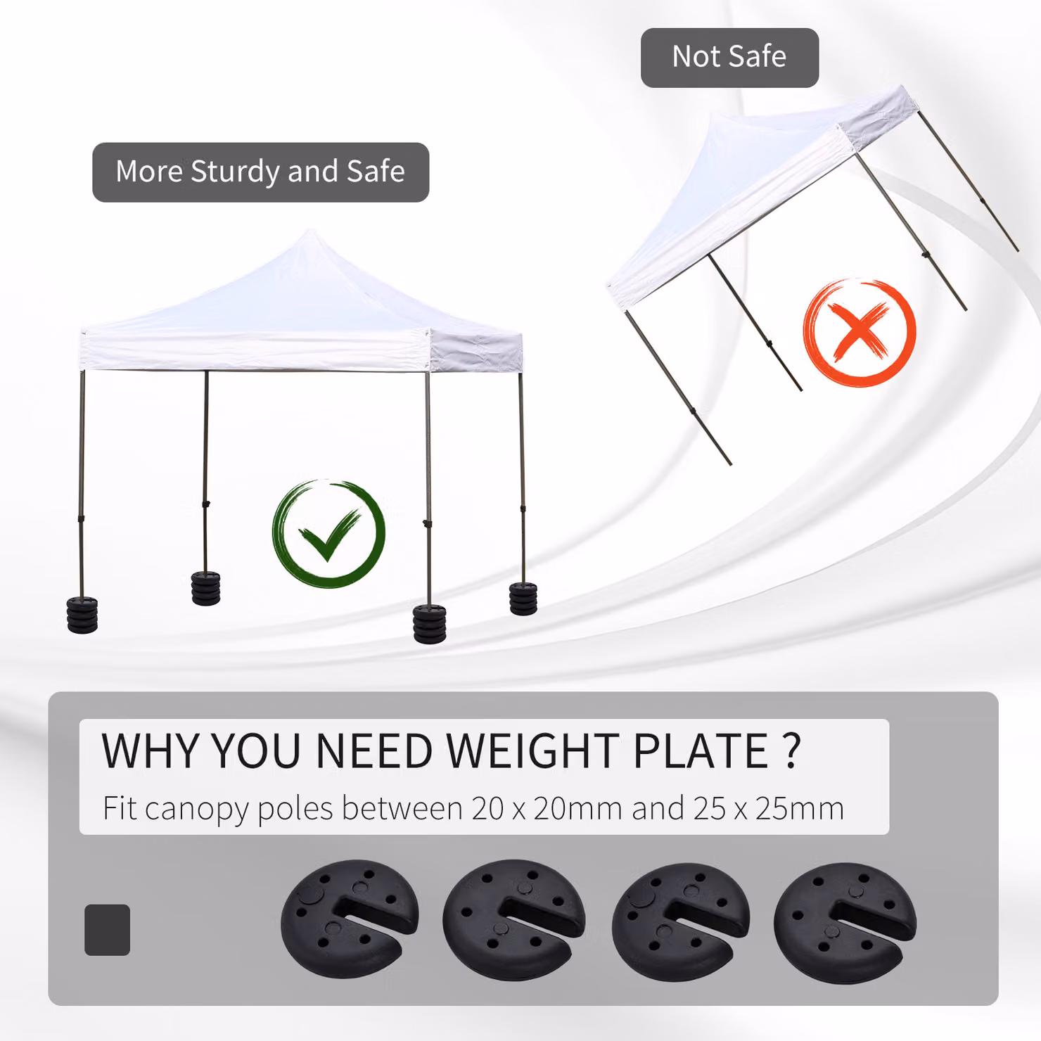 Outsunny Sand Fillable Gazebo Tent Leg Weights, Black, Set of 4 Plastic Weights for Marquee Party Tent Canopies – 6