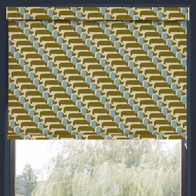 Orla Kiely Dog Show Made to Measure Blackout Roller Blind in Seagrass