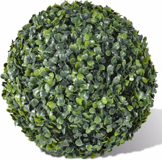 Berkfield Home Green Boxwood Ball Artificial Leaf Topiary, 2 Pack, Diameter: 35 cm – 1
