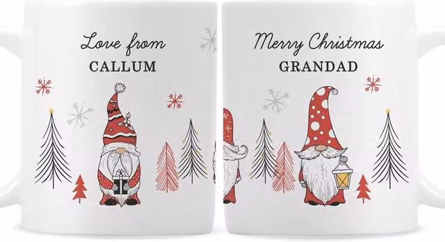 Personalised Memento Company Personalised Christmas Gonk Pattern Ceramic Mug in White