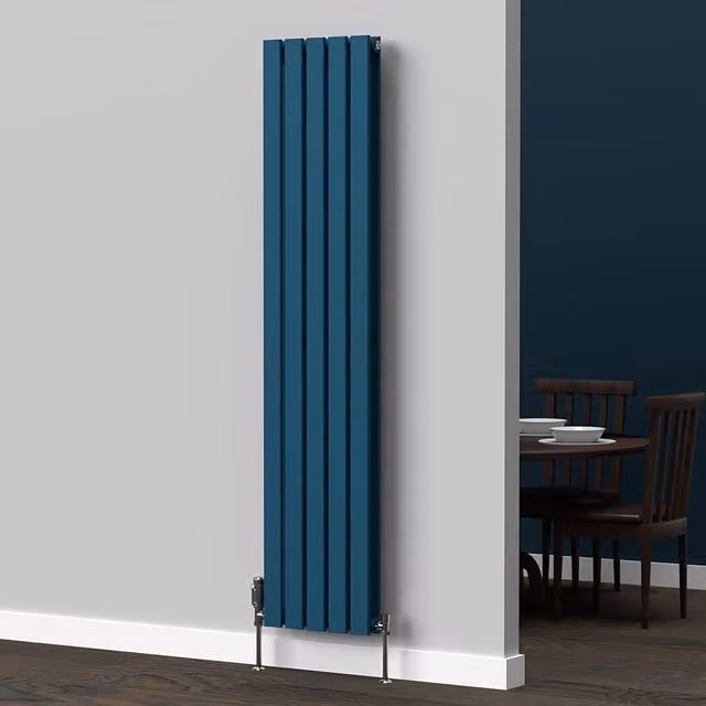 Lux Heat Flat Coloured Vertical Radiator in Galaxy Blue, H 160 cm x W 35 cm