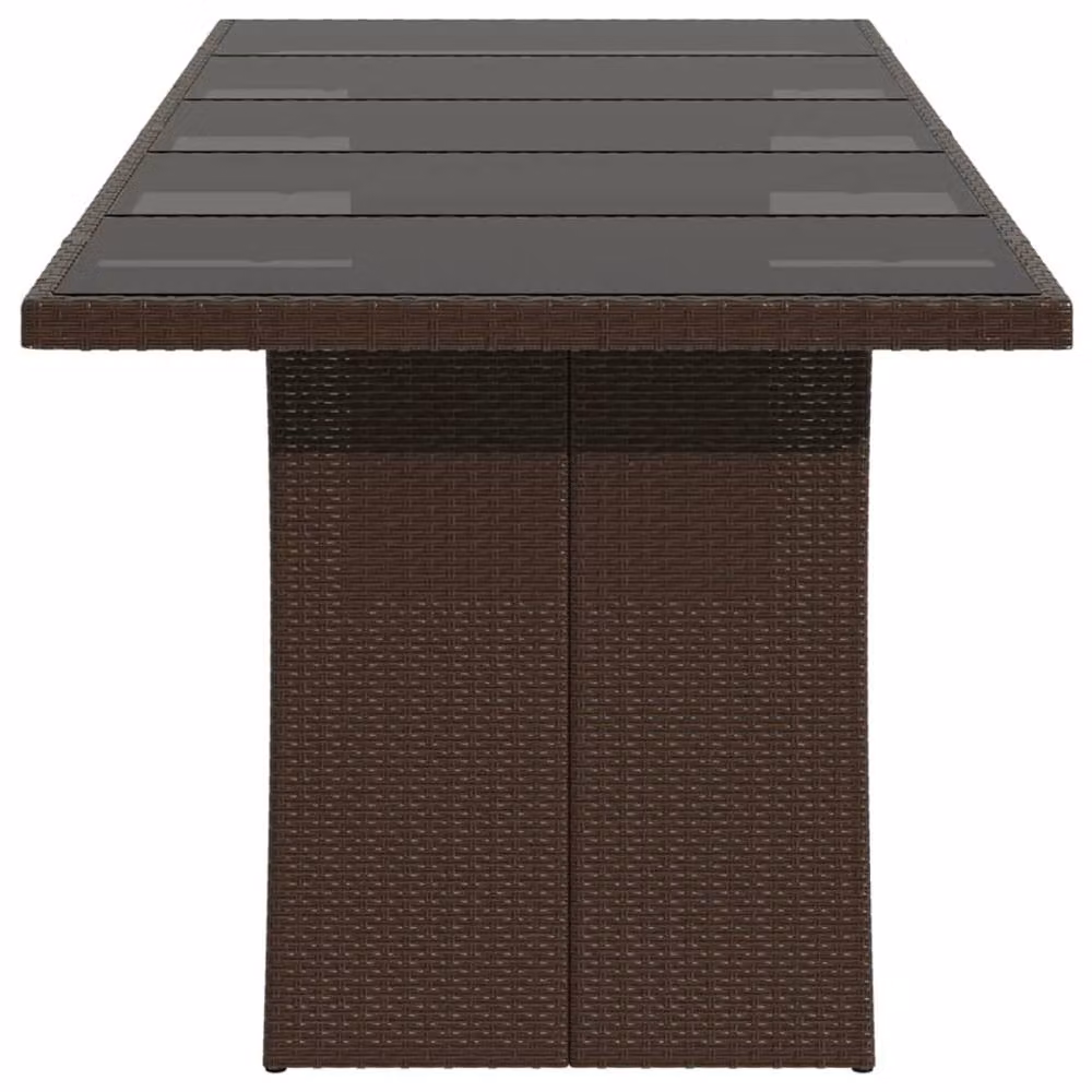Berkfield Home Extendable Rectangular Garden Table with Glass Top in Brown, W/D/H: 240 x 90 x 75 cm – 5