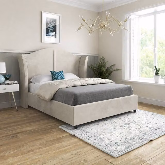 Casani Titchmarsh Super King Upholstered Designer Bed Frame in Beige Soft Velvet – 1