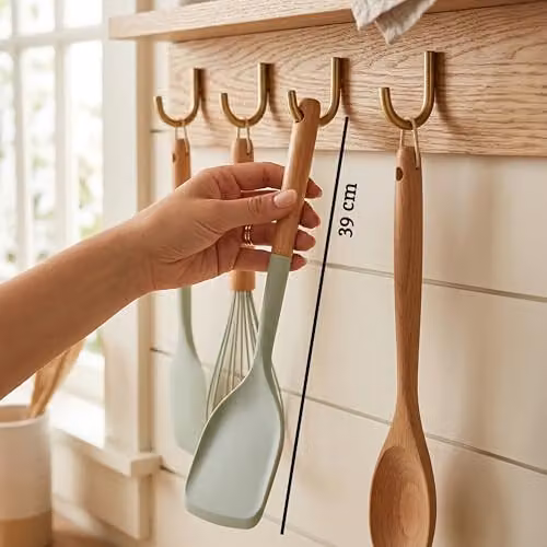 Premier Housewares Sage Green Silicone Head Turner with Round Wood Handle – 2