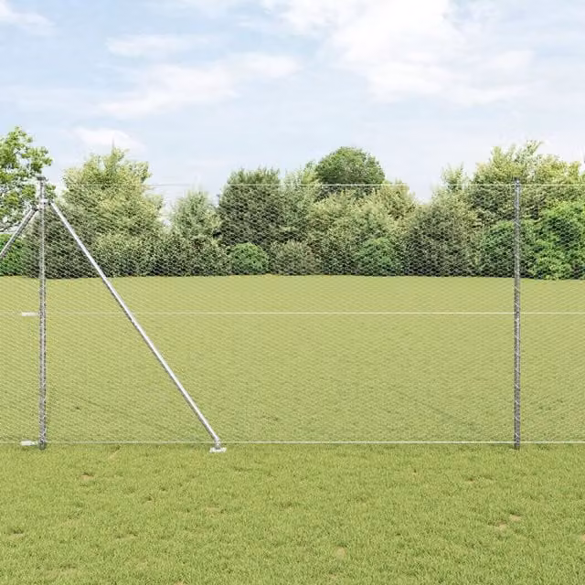 Berkfield Home Silver Galvanised Steel Hexagon In-Ground Fence, H: 150 cm x L: 100 m – 1