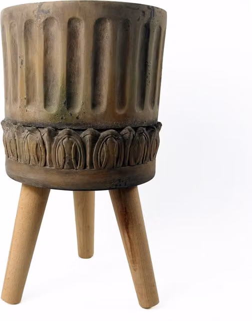 Leaf Design UK Zandi Roman Large Round Planter in Dark Brown, Diameter: 40 cm, Height: 21.5 cm – 4
