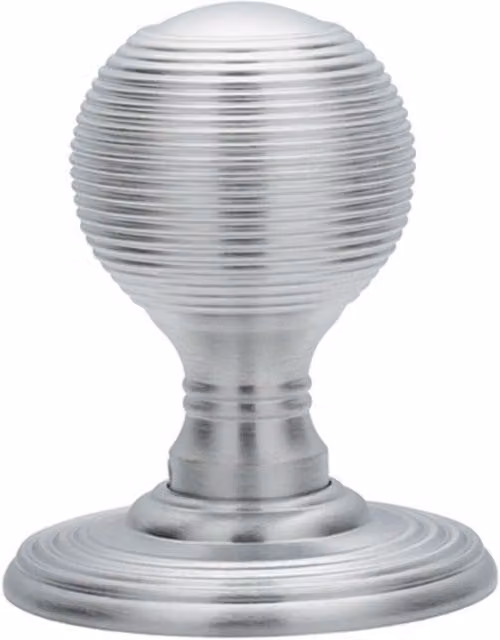 Loops Pair of Round Textured Mortice Door Knobs in Satin Chrome, 50mm Diameter