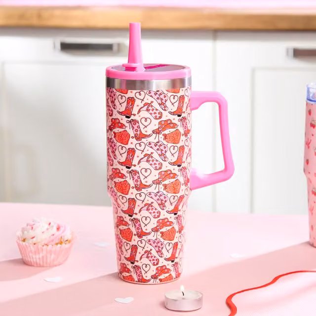 Nitro Cowboy Pink Stainless Steel Tumbler with Lid