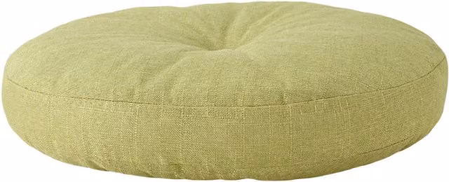 Livingandhome Round Linen Floor Cushion with Removable Green Foam Cover