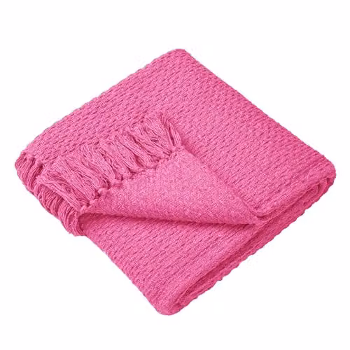 Drift Home Hayden Woven Geometric Throw in Pink, W/D/H: 130 x 180 cm