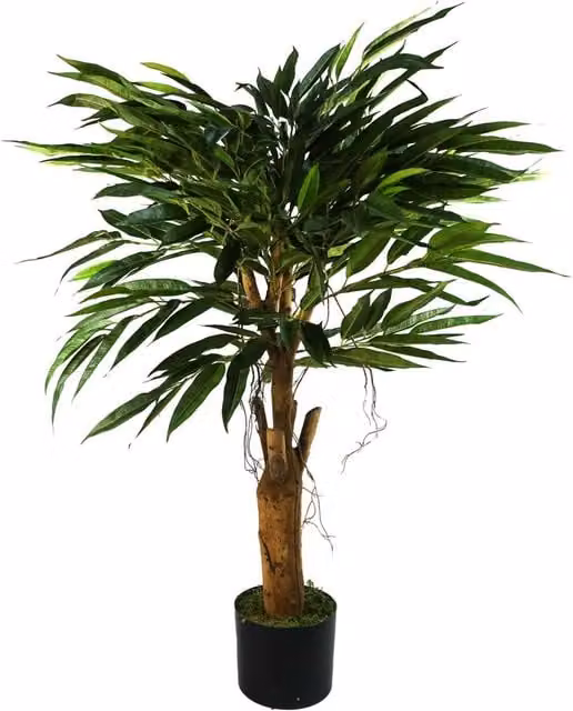 Dyzi 100 cm Tabletop Organic Tree in Green and Black with Plastic Leaves