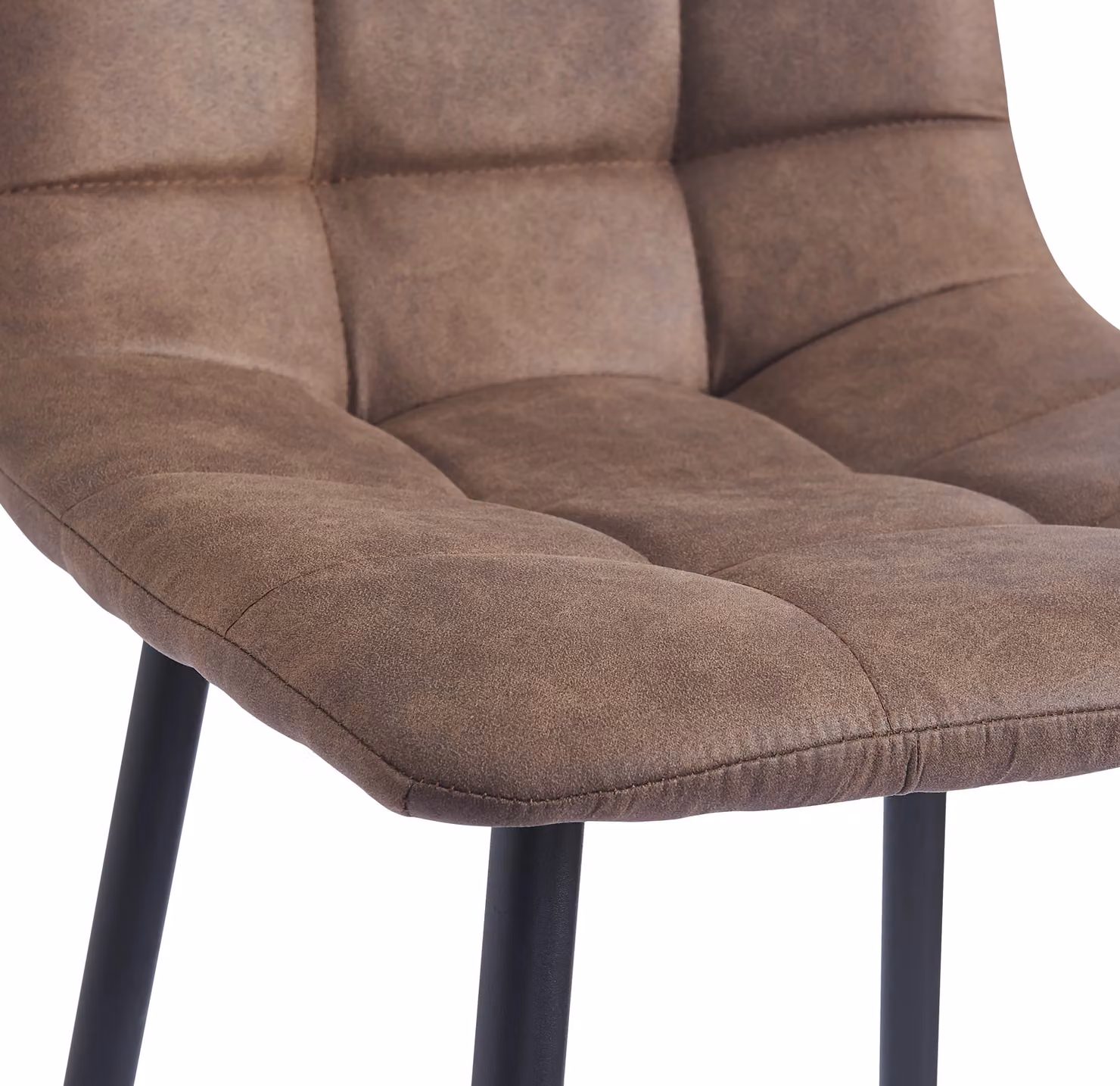 Nordlys Set of 2 Scandinavian Brown Fabric and Metal Bar Stools – 3