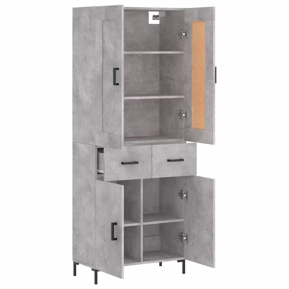 Berkfield Home Highboard in Concrete Grey, W/D/H: 69.5 x 34 x 180 cm – 3