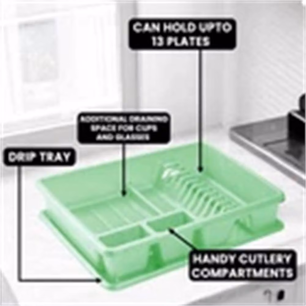 Nordara Green Kitchen Sink Dish Drainer with Drip Tray in Light Green, W: 100 cm – 3