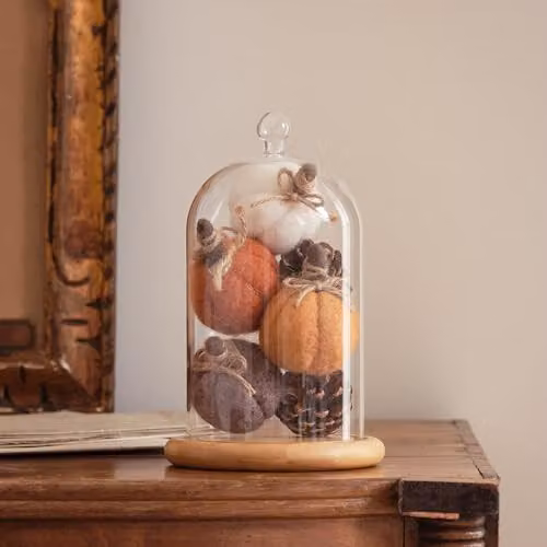 Lights4fun Set of 4 Mini Felt Pumpkin Tabletop Decorations in Orange, White and Brown – 2