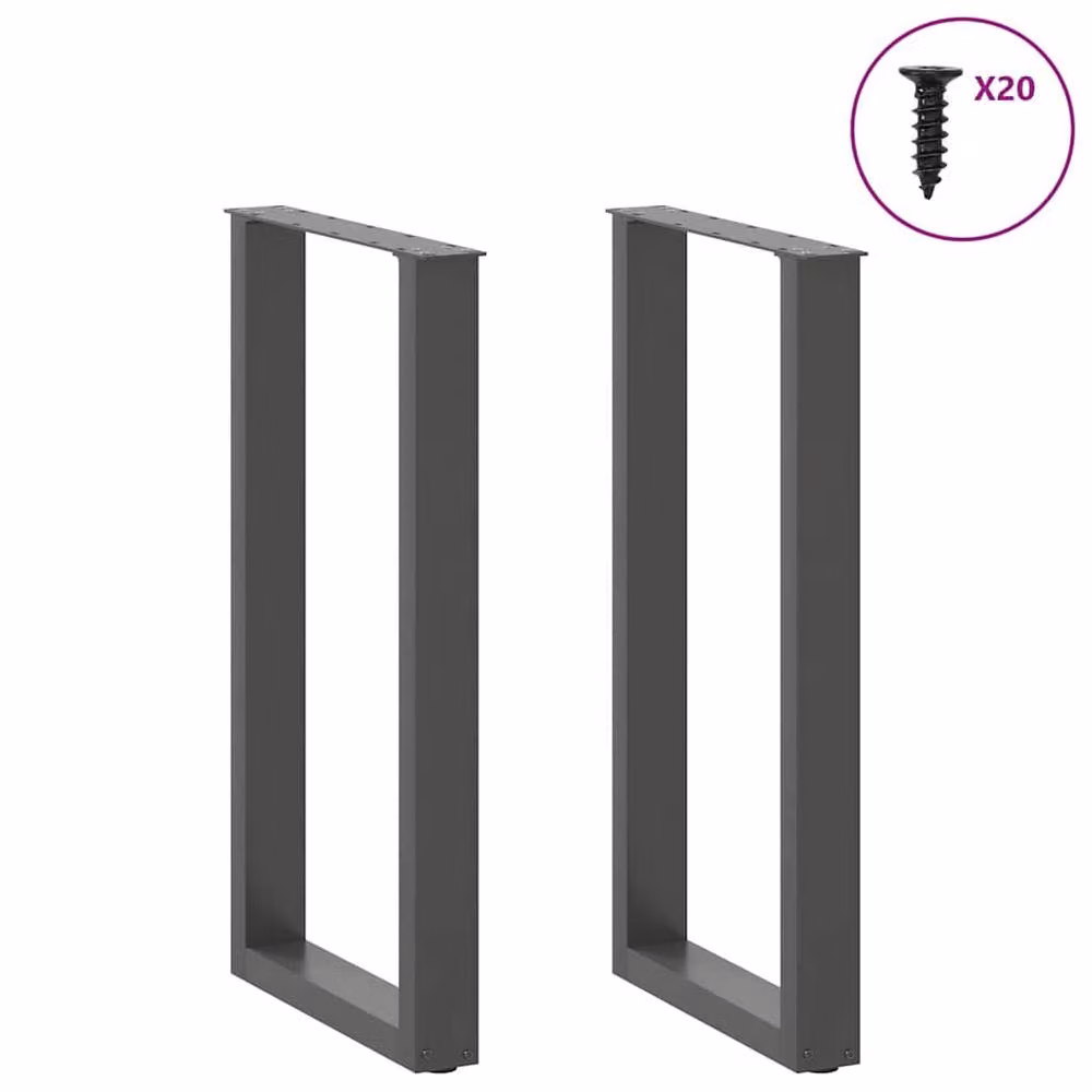 Berkfield Home U-Shaped Coffee Table Legs, 2 Pieces, Anthracite Black Steel, H: 90-91 cm x W: 40 cm – 2
