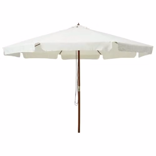 vidaXL Garden Parasol with Wooden Pole, Sand White, Diameter: 330 cm