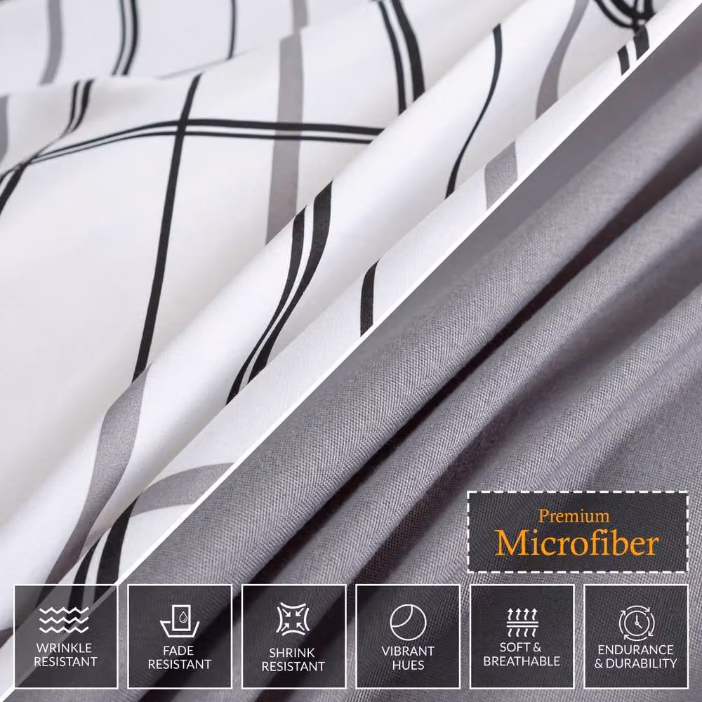 Lazzaro Home Alston Reversible Microfibre Duvet Cover and Pillowcase Set, White, W: 135 cm, H: 200 cm – 3