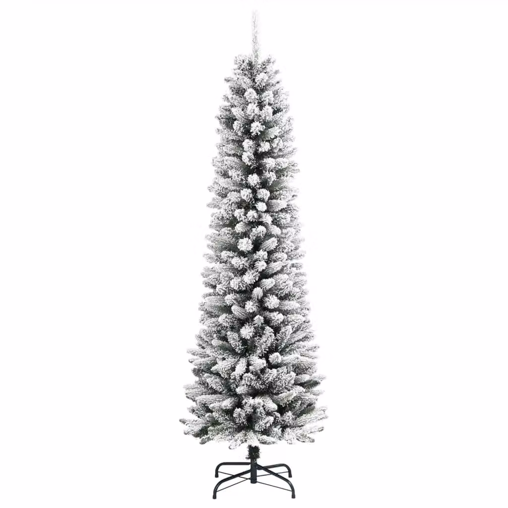 Berkfield Home Artificial Slim Flocked Snow Christmas Tree in White, Height: 120 cm – 2