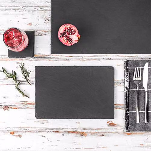 Argon Tableware Rectangular Black Slate Placemats, Pack of 6, W: 30 cm, D: 20 cm – 4
