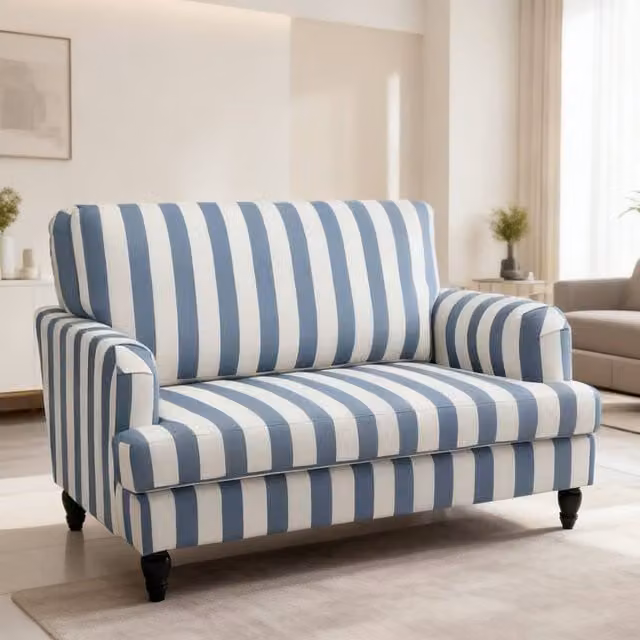 ERGOVEXA Modern Blue Velvet Cuddle Chair with Armrests and Foam Padding