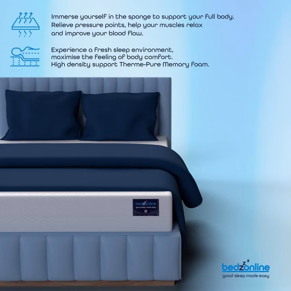 Bedzonline Medium Memory Foam Mattress with Temperature Regulation and Antibacterial Properties, White, W: 135 cm, D: 190 cm, H: 15 cm – 4