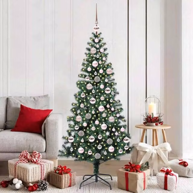 Berkfield Home Artificial Pre-lit Christmas Tree in Green, Height: 180 cm