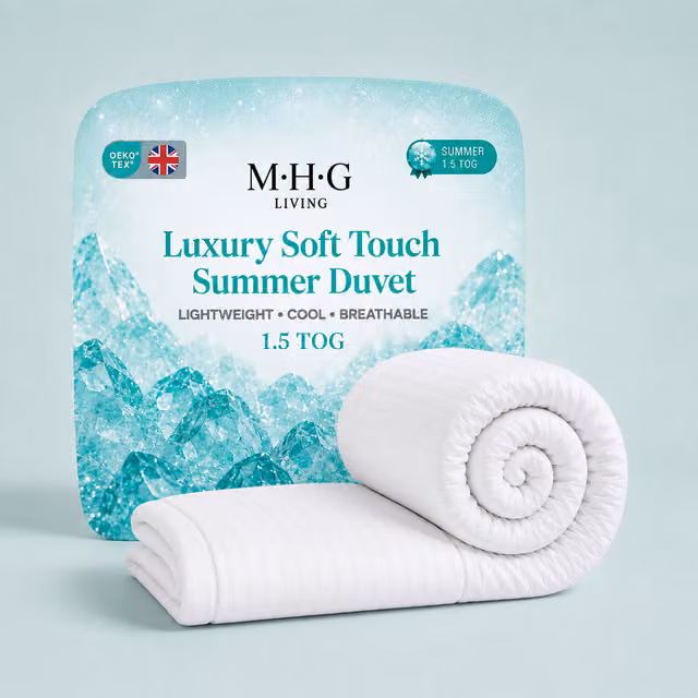 MHG Living 1.5 Tog Summer Duvet, White, W/D/H: 230 x 220 cm