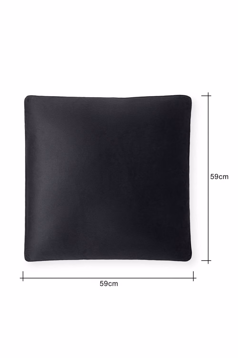 BHS Large Square Black Velour Piped Cushion, W: 59.0 cm x D: 59.0 cm x H: 1.0 cm – 3