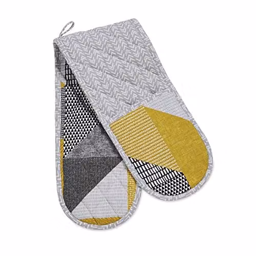 Catherine Lansfield Larsson Geo Cotton Double Oven Glove in Yellow – 1