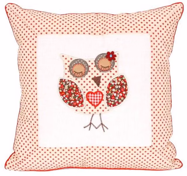 Intimates Orange Dotted Square Owl Closed Eye Cushion