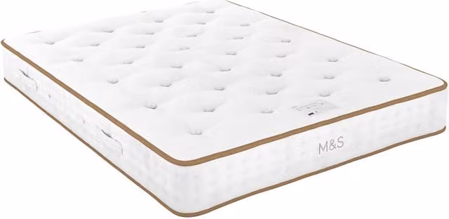 M&S Medium Pocket Spring Mattress with British Wool and Cotton, White, W/D/H: 120 x 200 cm