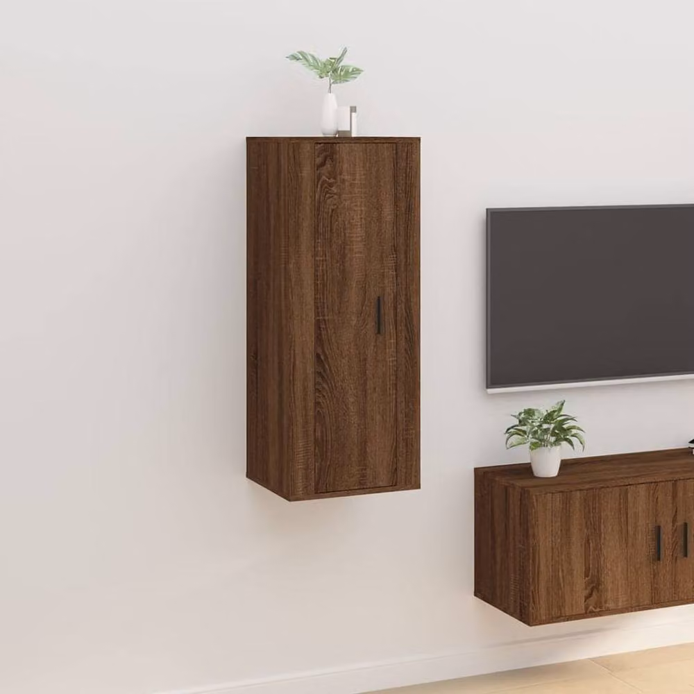 Berkfield Home Wall Mounted TV Cabinet in Brown Oak, W/D/H: 100 x 34.5 x 40 cm – 2