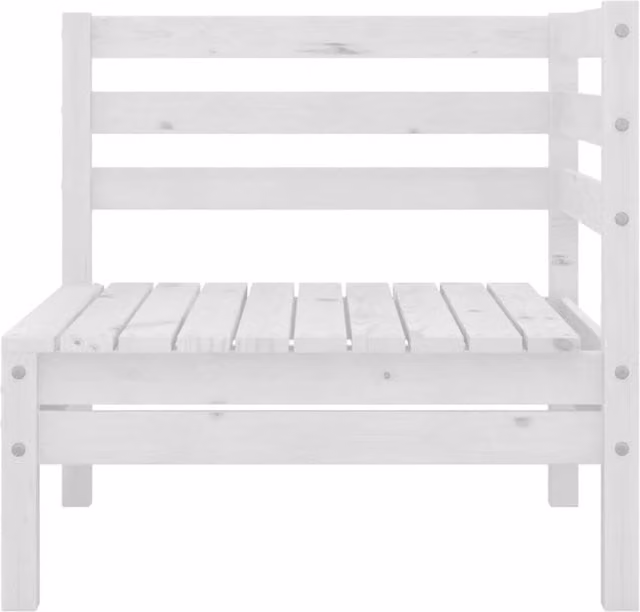Berkfield Home 3 Piece L-Shape Garden Lounge Set in White Solid Pine with Coffee Table and Ottoman