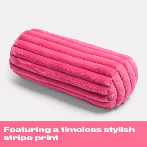 OHS Faux Fur Ribbed Round Bolster Pillow in Pink, W/D/H: 46 x 20 cm – 4