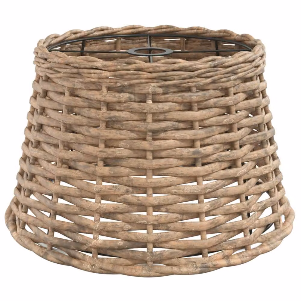 Berkfield Home Charming Round Wicker Ceiling Lamp Shade in Brown, W: 38 cm, H: 23 cm – 2