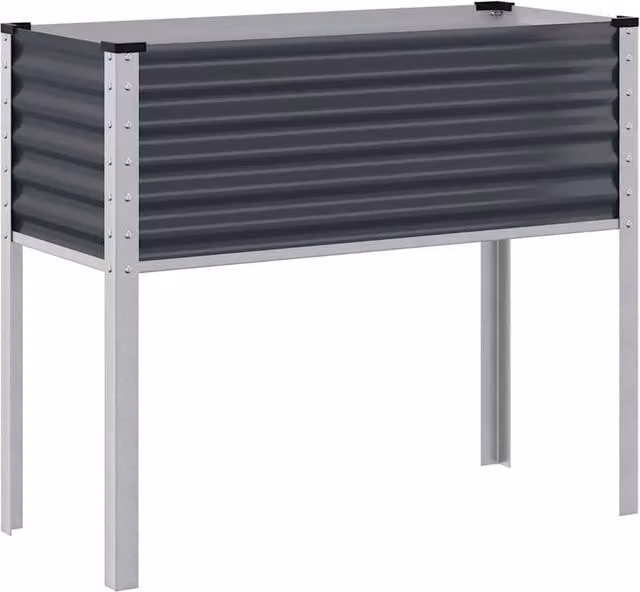 Berkfield Home Steel Garden Planter Tub in Anthracite and Black, W/D/H: 100 x 41 x 90 cm – 1
