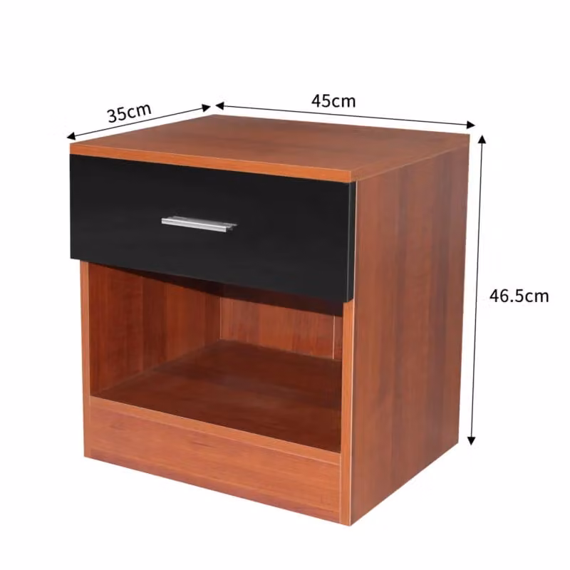 Comfy Living Ltd Modern High Gloss One Drawer Bedside Table in Walnut Brown – 1