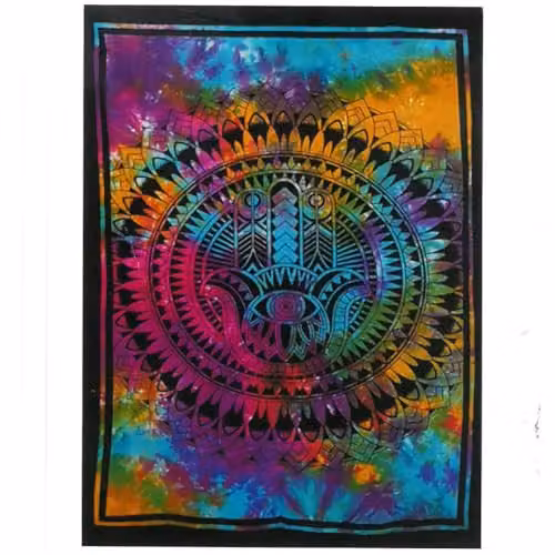 KDMD Multicolour Hamsa Hand Cotton Wall Hanging Textile Tapestry W: 112 cm, H: 78 cm