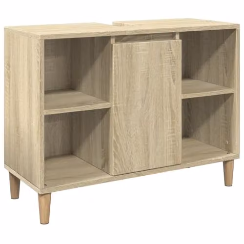vidaXL Modern Brown Bathroom Cabinet with Hinged Doors and Internal Shelves, W/D/H: 80 x 33 x 60 cm – 1