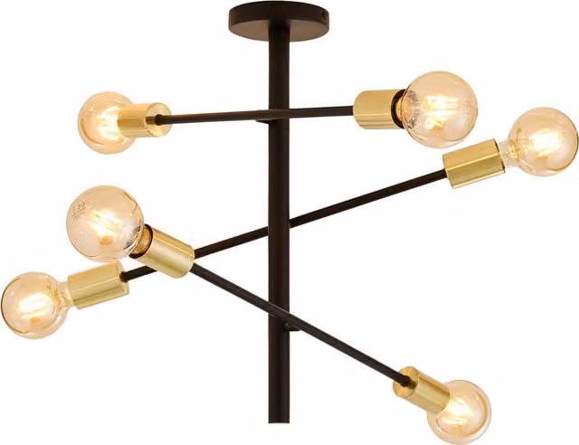 Litecraft Sparro Modern Semi Flush Ceiling Light in Black, Diameter: 56 cm