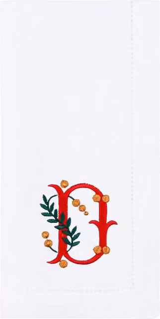 Mafra White Cotton Christmas Table Linens with Embroidered Letters W/D: 50 x 50 cm