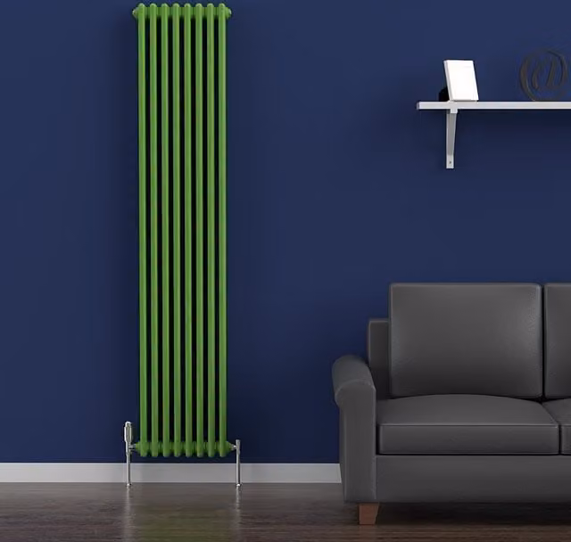 Lux Heat Vertical Coloured Column Radiator in Apple Green, H 180 cm x W 38 cm