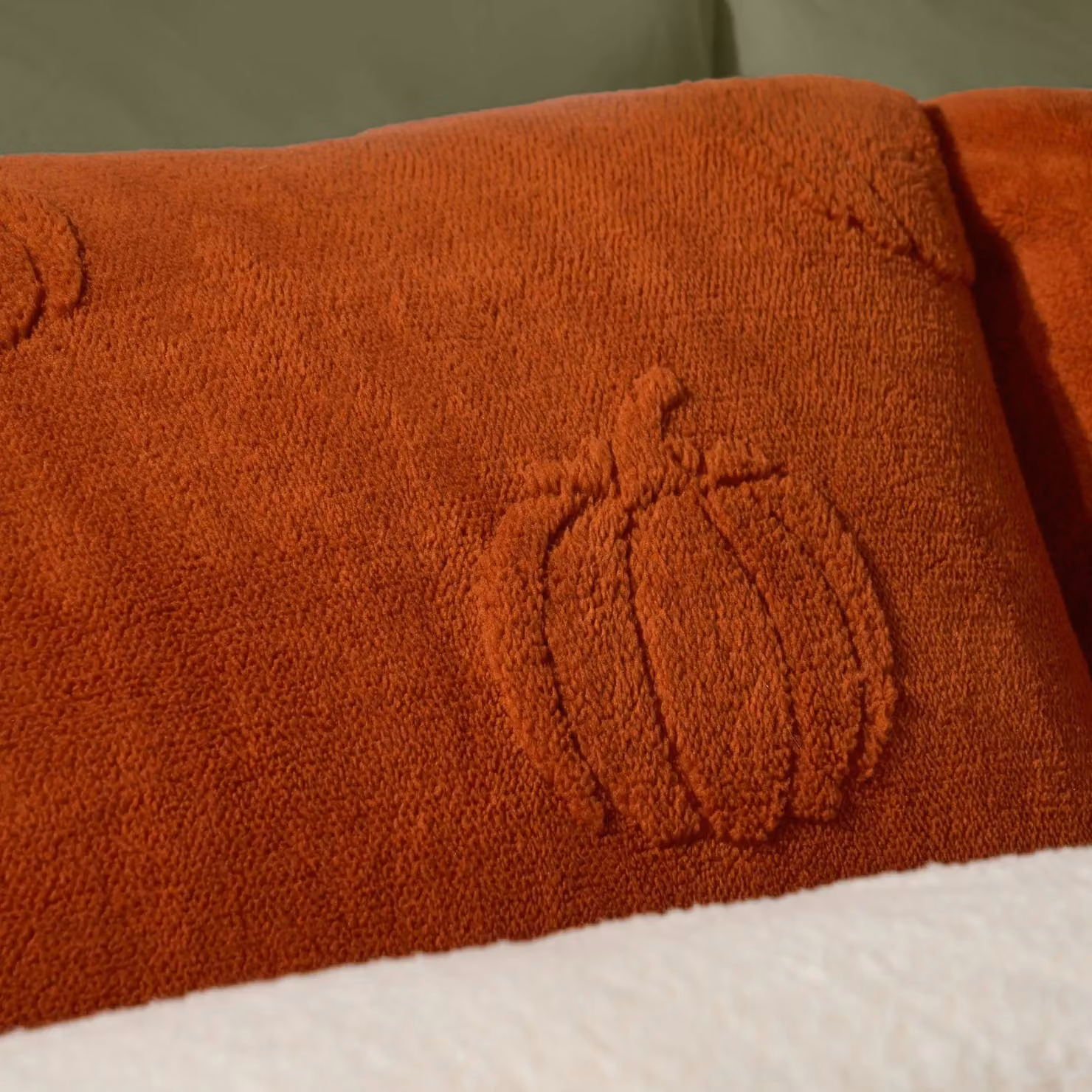 OHS Pumpkin Tufted Teddy Fleece Super Soft Duvet Set with Pillowcase in Burnt Orange, Size: King (180 x 200 cm) – 2