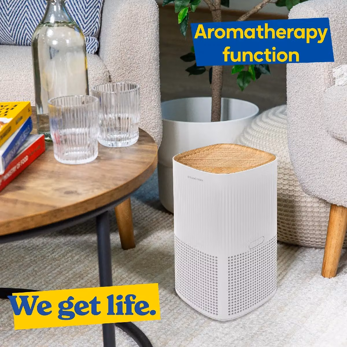 Russell Hobbs Clean Air Mini Aroma Air Purifier in White with Scandi Wood Effect and Fragrance Compartment RHAP1032WDW – 7